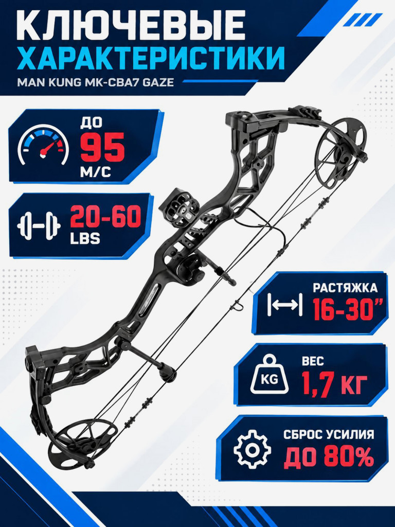 Лук блочный MK-CBA7 Gaze 60 Lbs, 16"- 30" (черный)