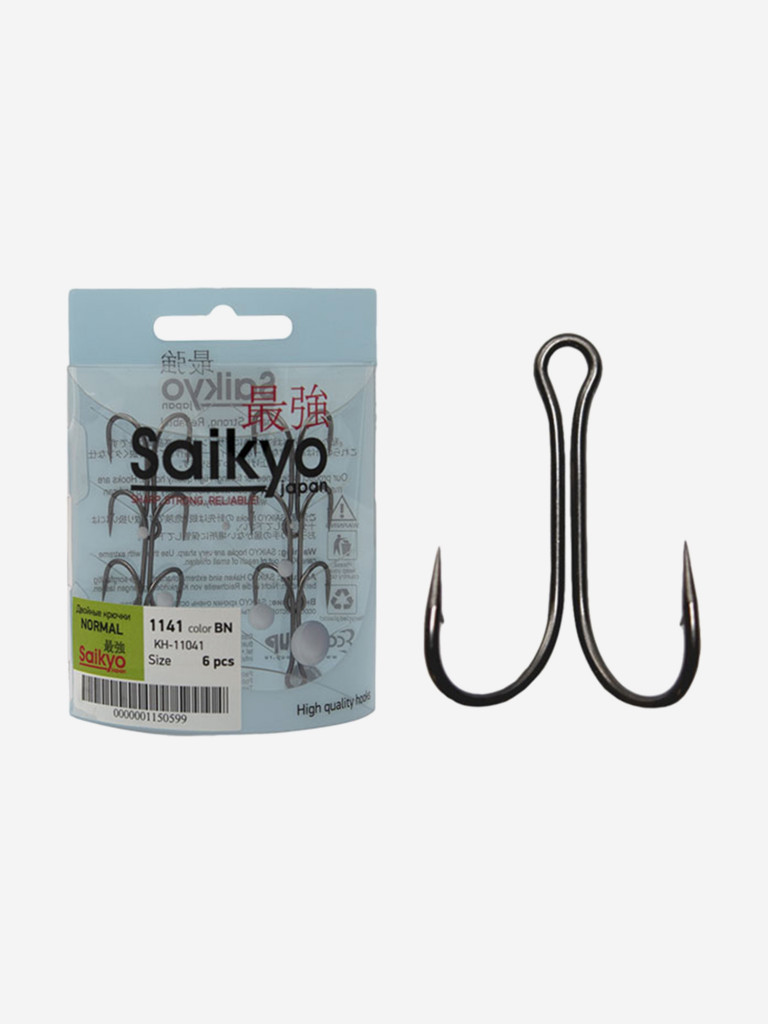 Крючки для рыбалки Saikyo двойные Normal Shank KH-11041 BN, упаковка 6 штук