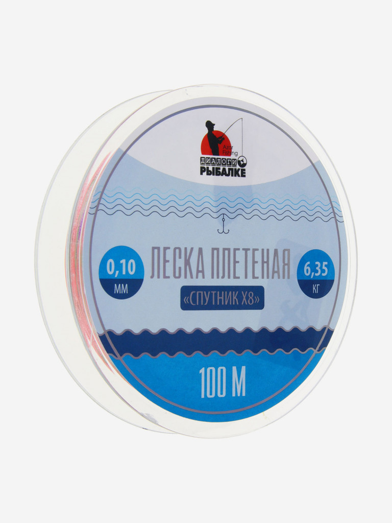 AZOR FISHING Леска плетеная диалоги о рыбалке "Спутник X8", 100м, 0,10мм, 6,35 кг, мультиколор