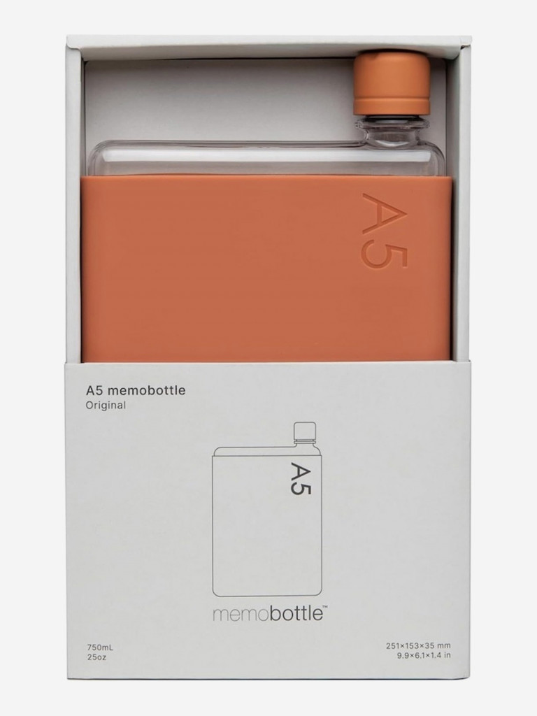 Бутылка с силиконовым чехлом Memobottle A5, коричневый