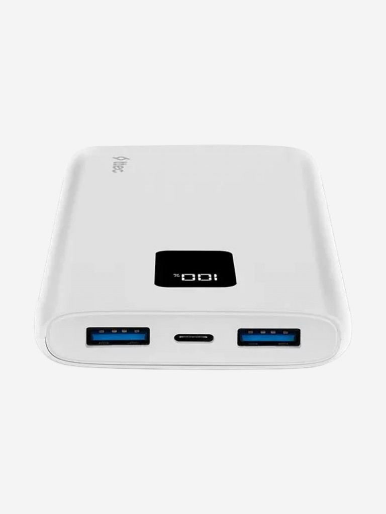 Внешний аккумулятор TTEC PowerSlim Trio LCD 10.000mAh PD 22,5W Powerbank с тройным кабелем USB-A -Lightning/USB-C/Micro USB. Цвет: белый