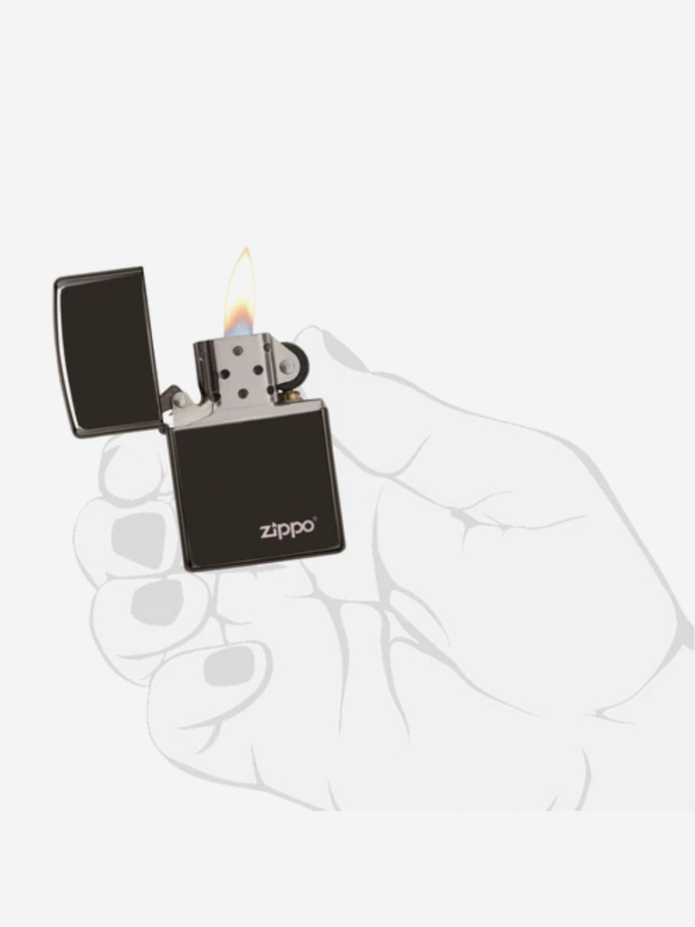 Зажигалка бензиновая ZIPPO 49812 Classic Logo High Polish Black