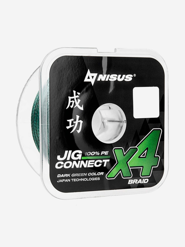 Шнур плетеный для рыбалки NISUS JIG CONNECT X4 PE, 150м, 0,12мм, 4,4кг, темно-зеленый