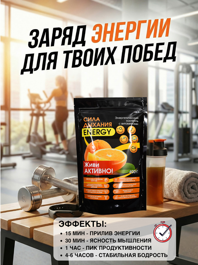 Энерготоник с Биофеном «Сила дыхания ENERGY» 400 г.