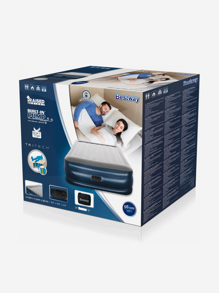 Кровать Bestway 67614 надувная 152х203х56см с встроенным насосом 220В