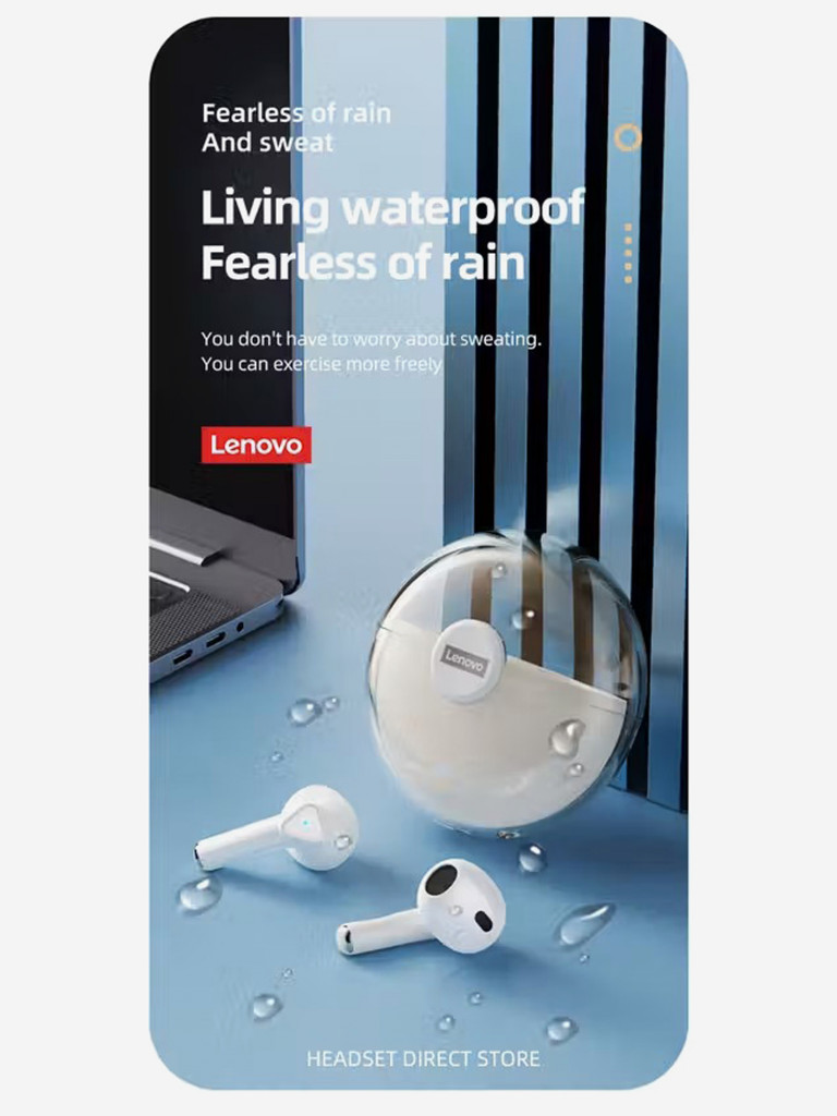 Беспроводные наушники Thinkplus Lenovo Lp80 True Wireless Earbuds белый