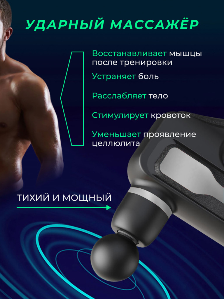 Перкуссионный спортивный массажер для тела Qualigo 32 скорости