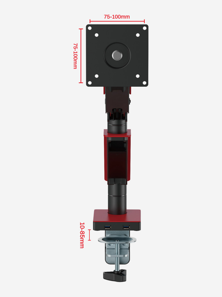 UNITEKI FMGT101RDR PRO LINE Кронштейн для монитора со струбциной, системы газлифт, диагональ 17-35", крепление с функцией перемещения в вертикальной плоскости