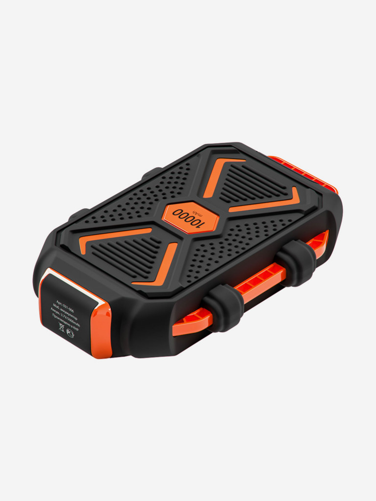 BY Аккумулятор мобильный, 10000 мАч, USB, 2А, защита IP67, фонарик, Чёрный