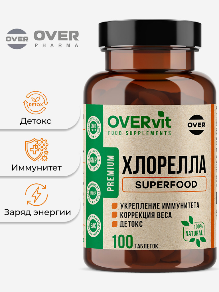 Хлорелла OVER, 100 таблеток