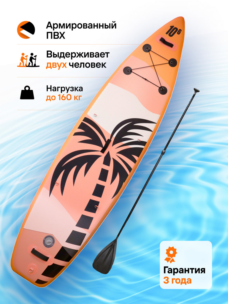 Надувная SUP-доска SIRENA STORM 10.6, 320*81*15 см, двухслойная, сапборд с веслом, насосом и страховочным лишем