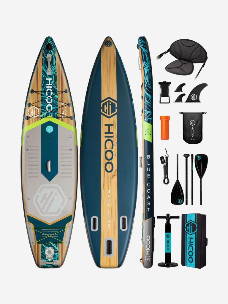 Надувная двухслойная SUP-доска HICOO Blue Coast STD, 11' 335*86*15 см, сапборд