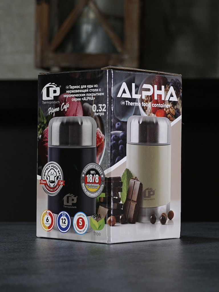Термос для еды LP Thermoproducts Alpha 0.32 л, с керамическим покрытием, бежевый