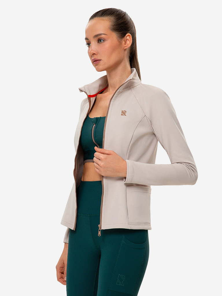 Лонгслив женский RAQUETA SPORT на молнии Slim Fit, Beige