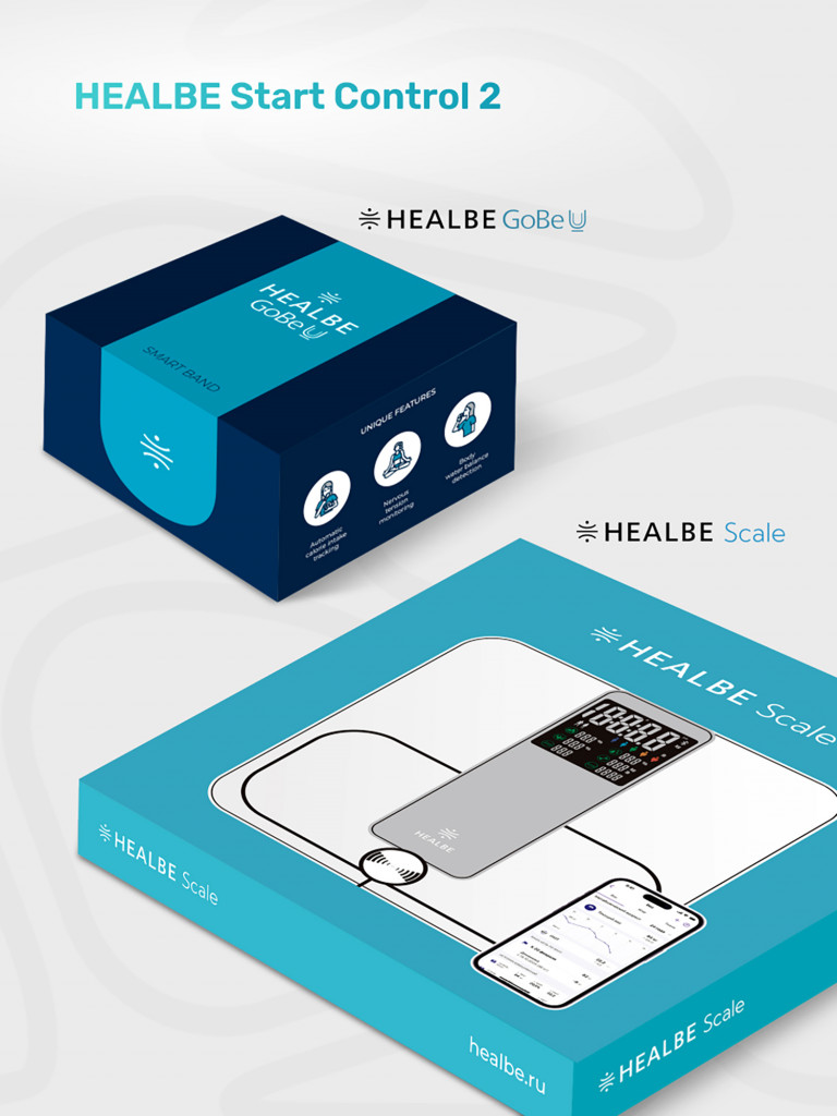 Комплект HEALBE Start Control 2: Умный фитнес браслет GoBe U и умные весы Scale, цвет черный/белый