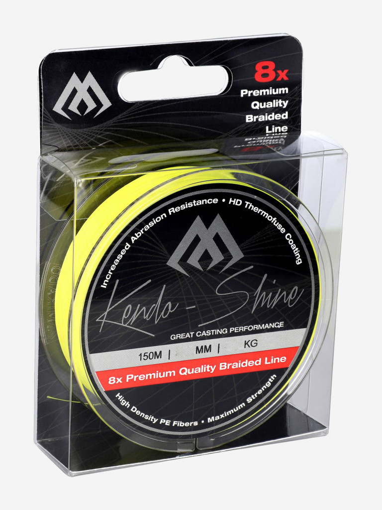 Плетеный шнур Mikado KENDO SHINE 8-x HDPE 0.08 yellow (150 м) 5,71 кг.