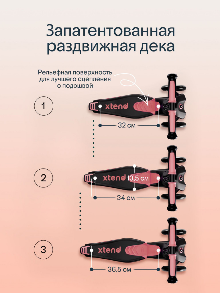 Растущий складной трехколесный самокат-трансформер 3в1 SmarTrike Xtend Ride-on с ручкой и сиденьем, от 12 мес. до 12 лет