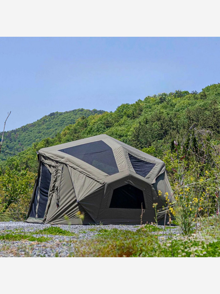 Надувная палатка Coody BESTONA Army Green, 380×380×275 см, 2–4 человека, 2 входа, навес