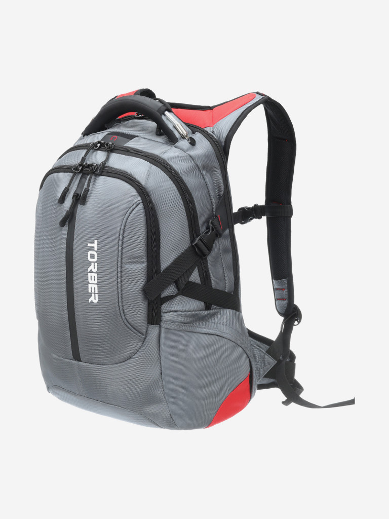 Рюкзак TORBER DRIVE с отделением для ноутбука 15", серый/красный, полиэстер, 30 л