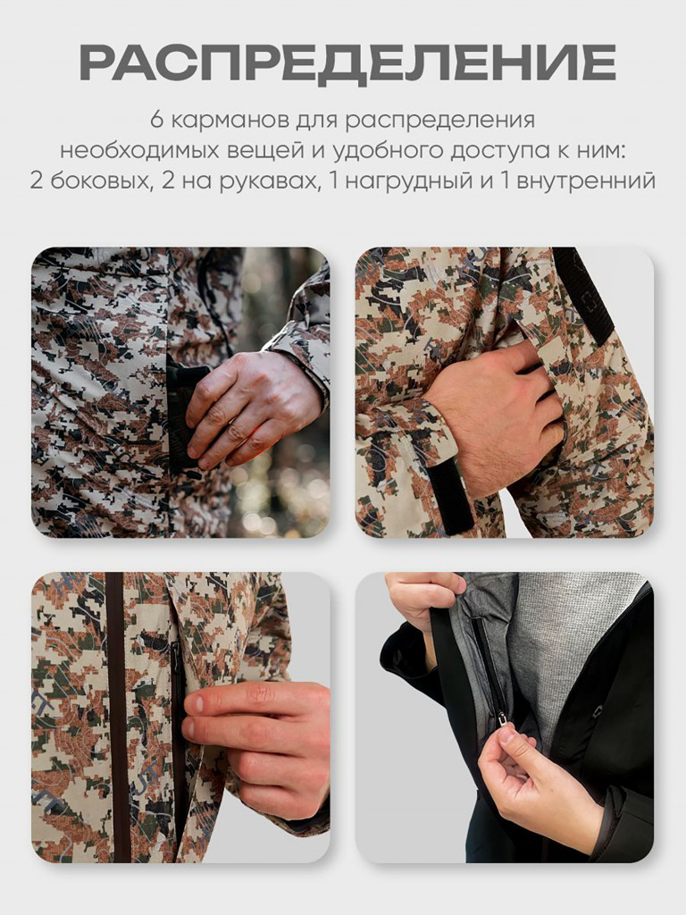 Куртка мембранная мужская H.U.T. KIVACH для охоты, камуфляж