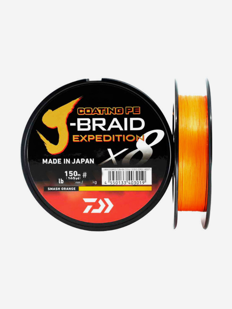 Шнур DAIWA J-Braid Expedition X8E 150м Smash orange 0,10мм