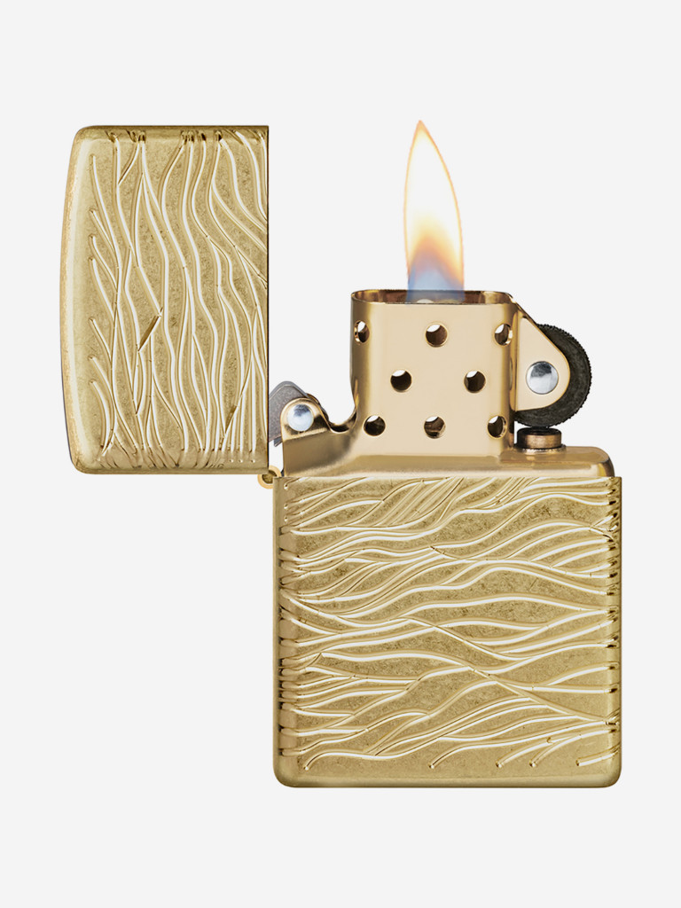 Зажигалка бензиновая ветроустойчивая Zippo Armor Luxury Waves Design Tumbled Brass