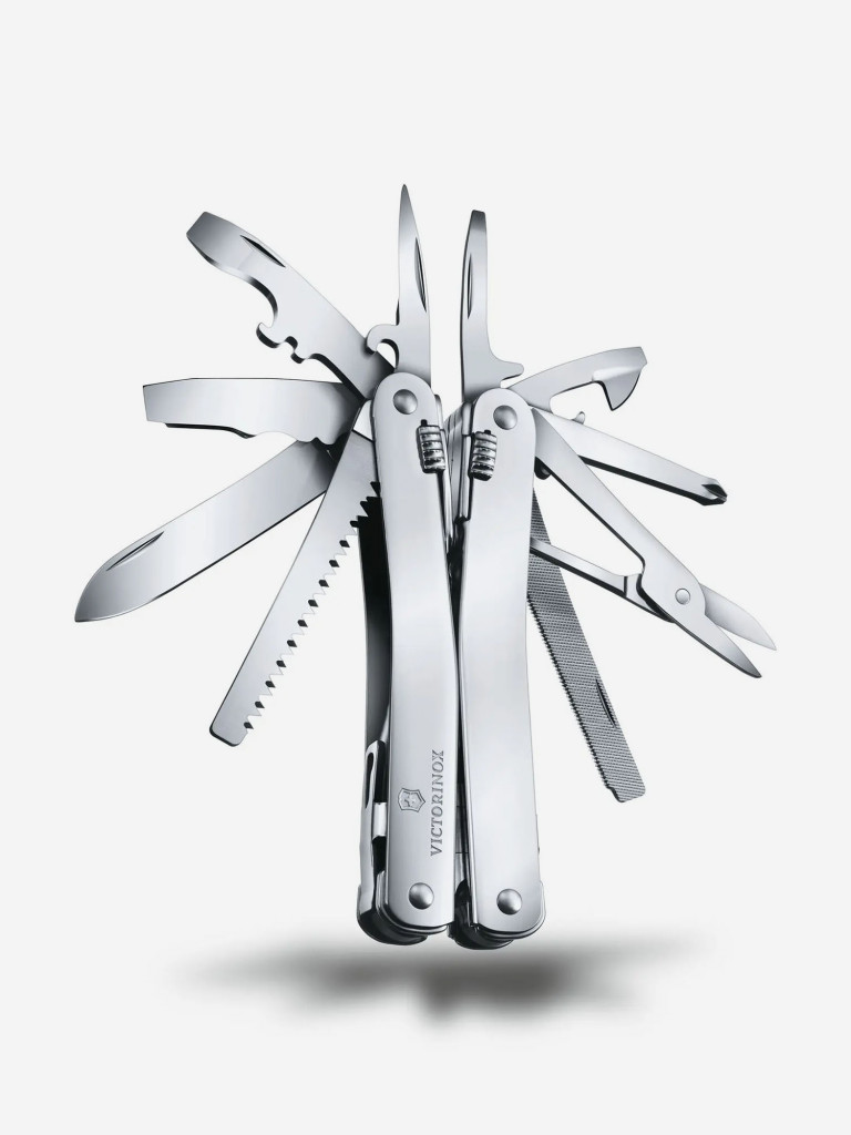 Мультиинструмент складной Victorinox SwissTool Spirit II, 105 мм, 26 функций, кожаный чехол