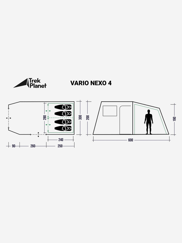 Четырехместная кемпинговая палатка Trek Planet Vario Nexo 4