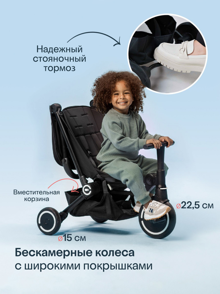 Велосипед детский трехколесный с ручкой SmarTrike Traveler Midnight Blue