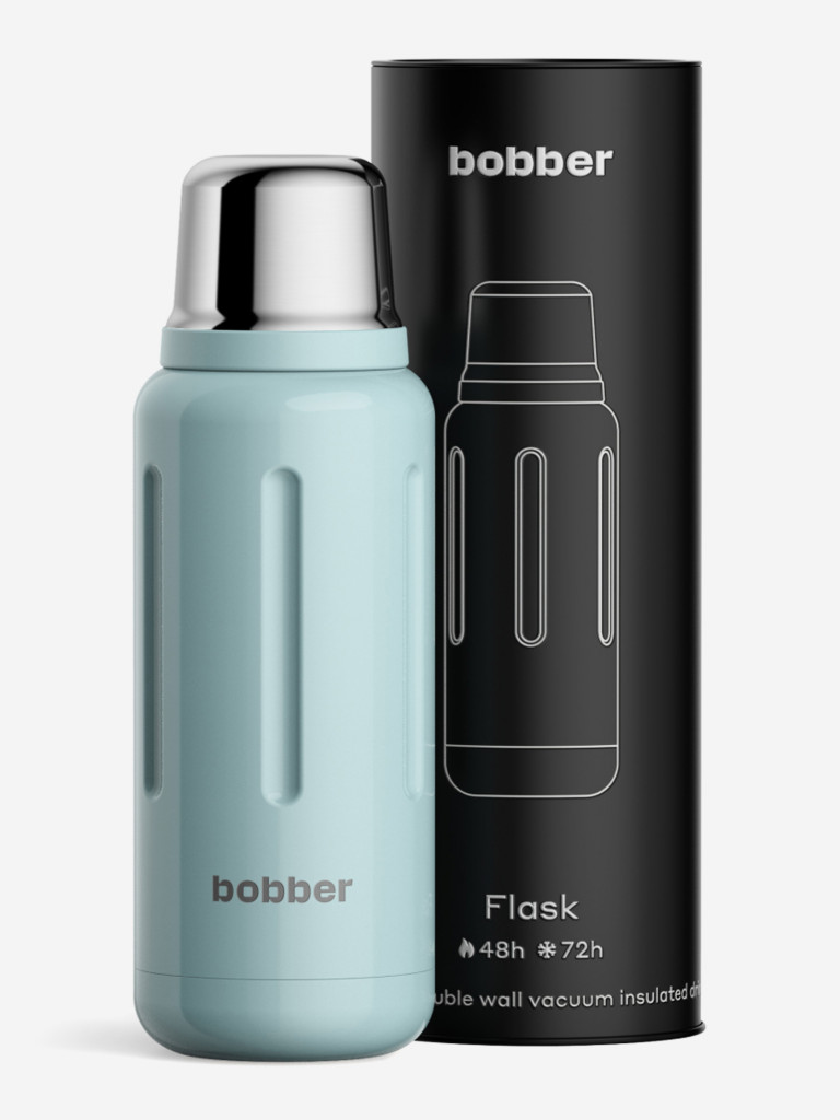 Термос вакуумный для напитков BOBBER Flask 1 литр, тепло до 48 часов, голубой