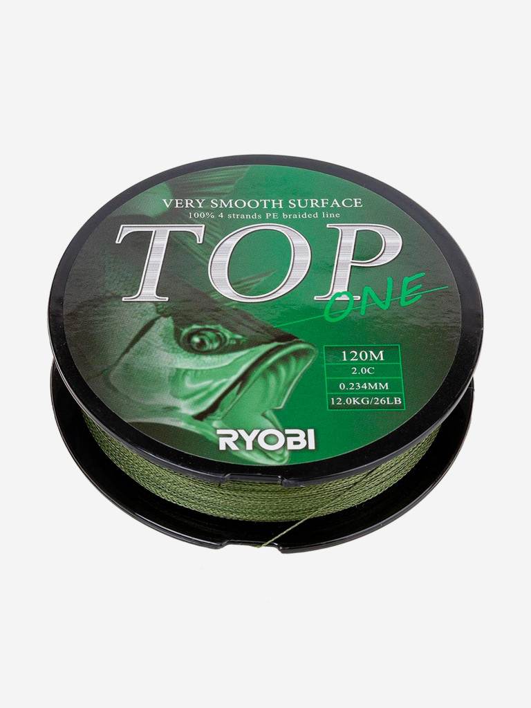 Шнур плетеный для рыбалки Ryobi TOP PE4X, 120м, 0,234мм, 12кг, темно-зеленый