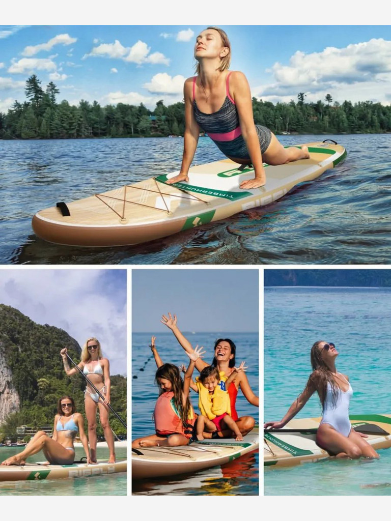 Надувная SUP-доска BIGFLY TIMBERHANTER WOOD STD 11" 335х86х15 см / Сапборд для отдыха на воде