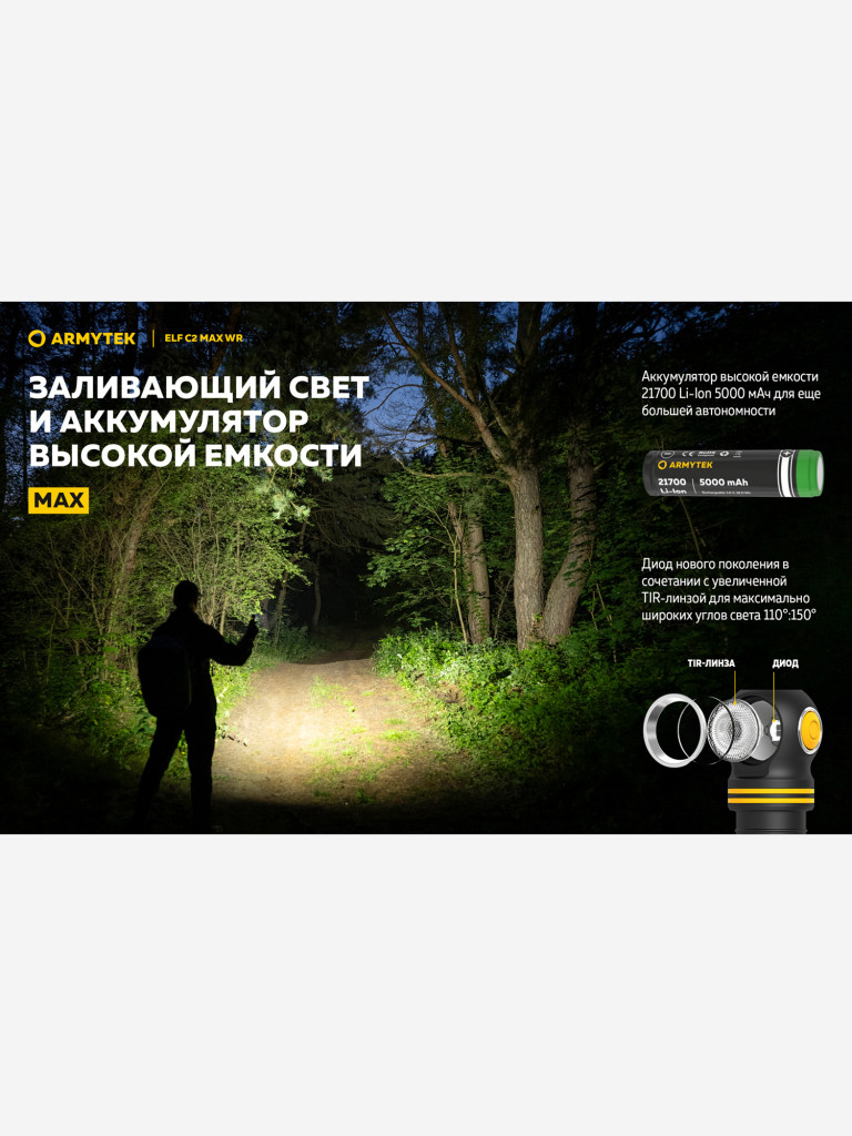 Мультифонарь налобный Armytek Elf C2 Max WR, 2325 лм, теплый и красный свет