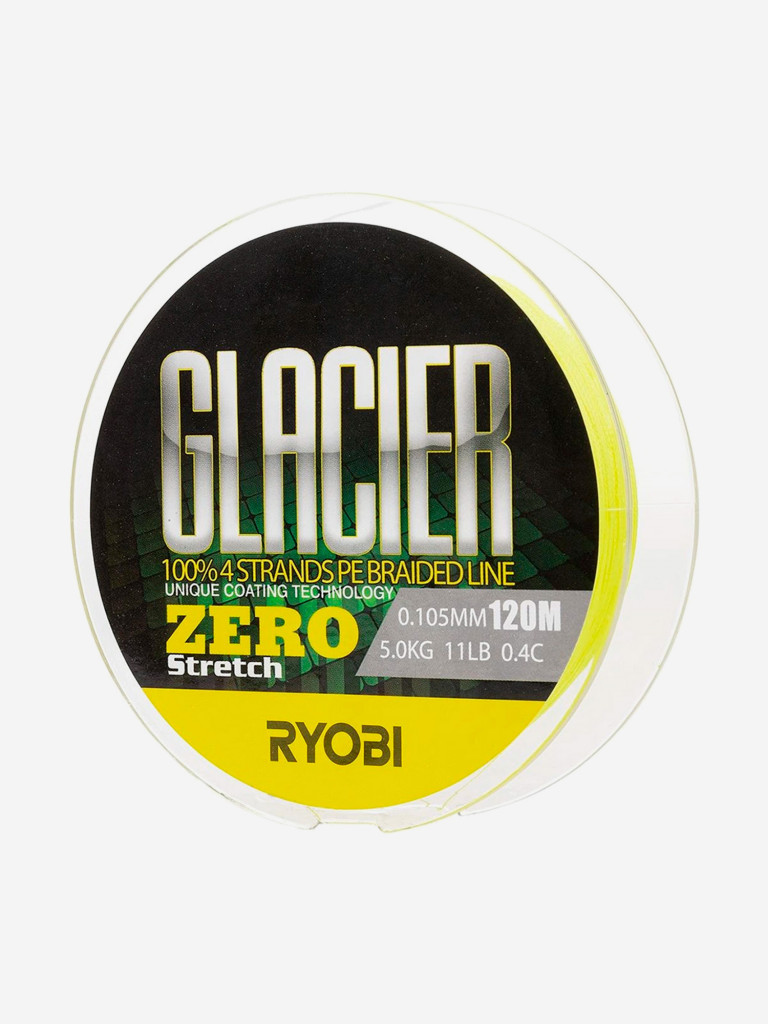 Шнур плетеный для рыбалки Ryobi GLACLER ZERO 120м, 0,105мм, 5кг, желтый