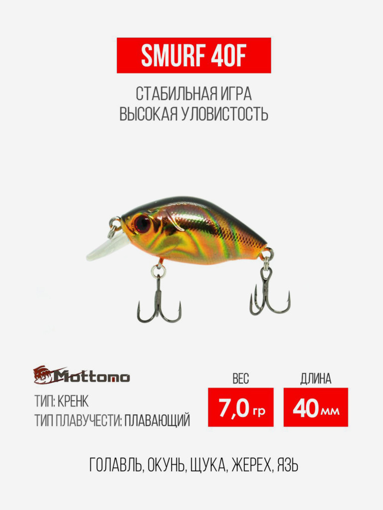 Воблер для рыбалки Smurf 40F приманка на голавля, щуку, язя