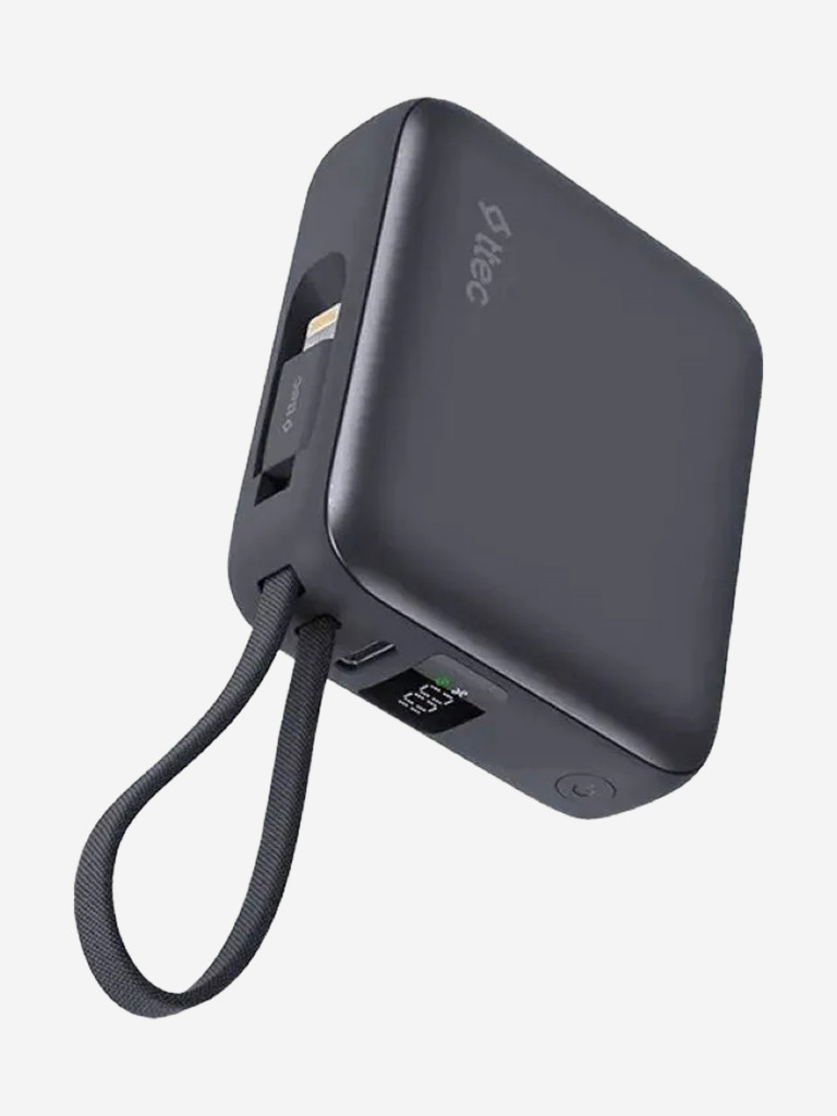 Внешний аккумулятор TTEC ReCharger Mini LCD 10000mAh USB-C PD 20W Powerbank с кабелем USB-C&Lightning. Цвет: серый