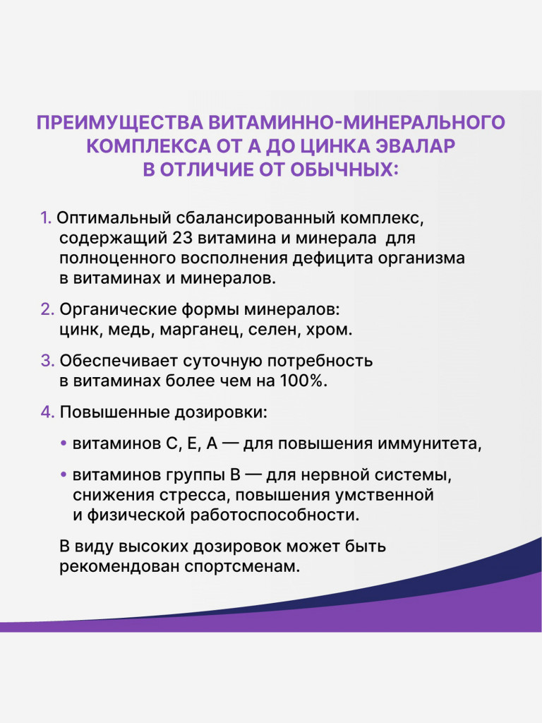 Витаминно-минеральный комплекс от А до Цинка Эвалар 30 таблеток