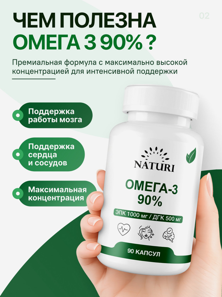 Омега-3 90% NATURI, 90 капсул