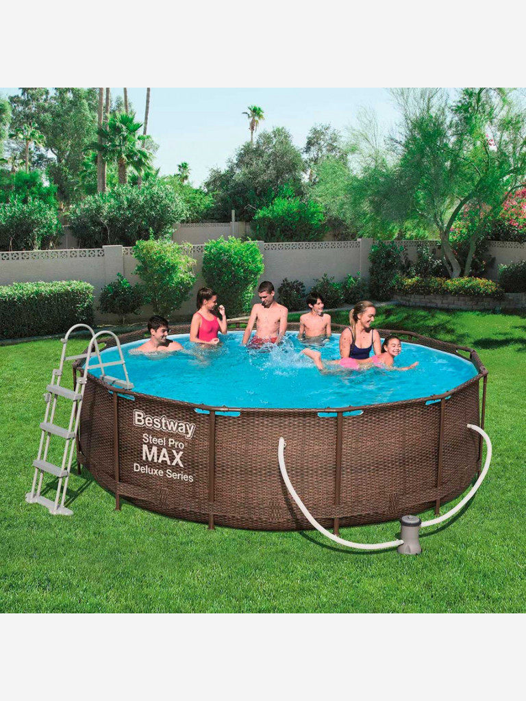 Круглый каркасный бассейн BestWay 56709 Steel Pro Max ротанг (366х100см)