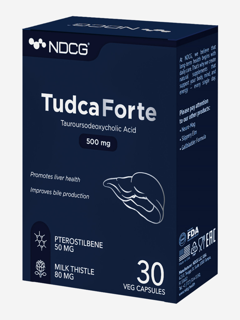Тудка Форте TUDCA Forte (тауроурсодезоксихолевая кислота) NDCG, 500 мг, 30 капсул