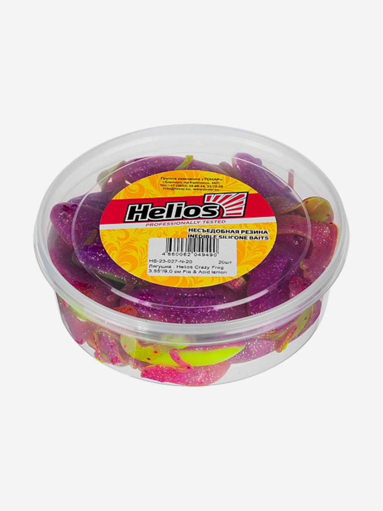 Мягкая приманка лягушка Helios Crazy Frog, 3,55" / 9,0 см, Fio & Acid lemon, 20 штук (HS-23-027-N-20)
