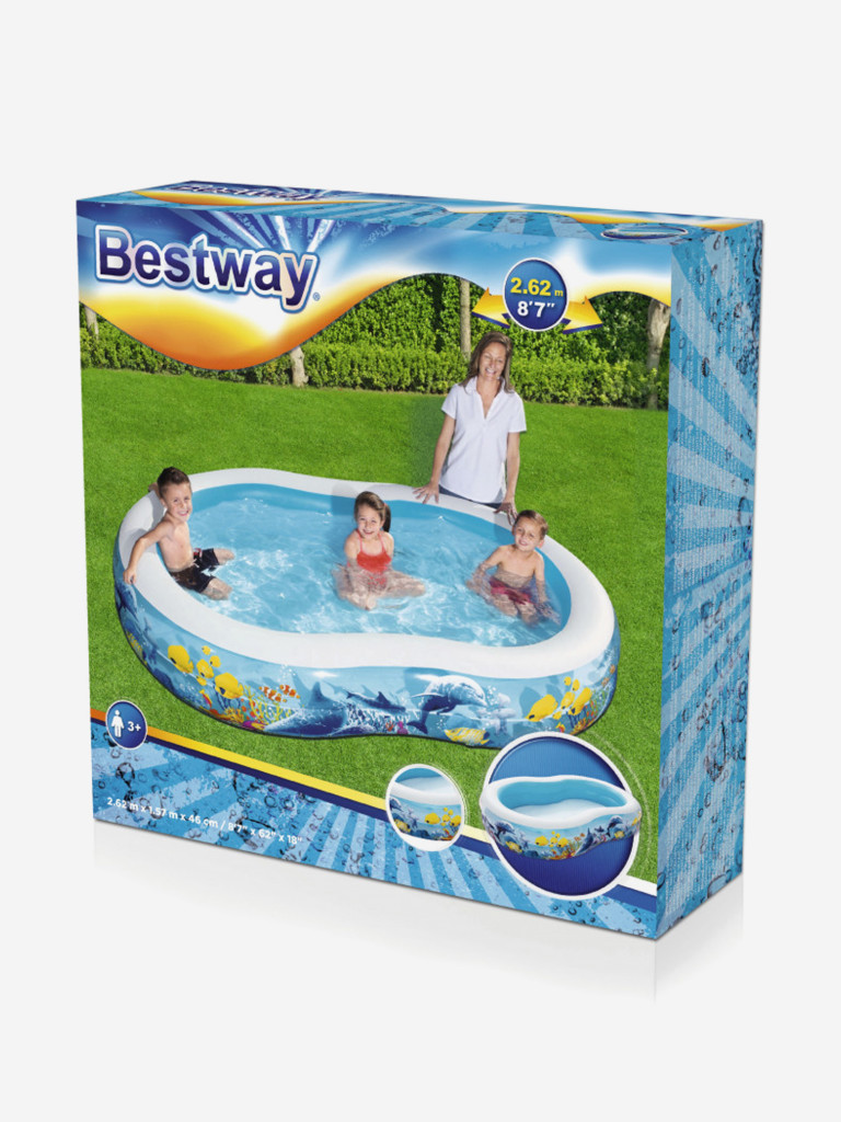 Детский надувной бассейн Bestway 54118 "Подводный мир" (262х157х46см) 3+