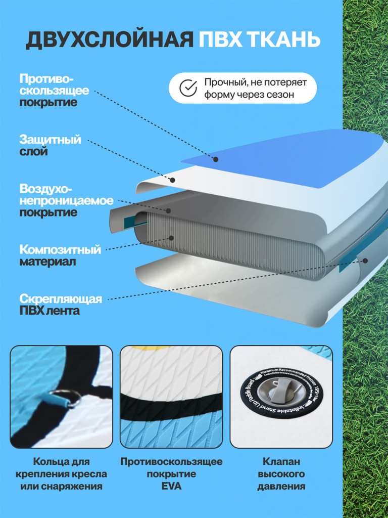 Сапборд надувной двухслойный OZERUS серия ONE 10.6