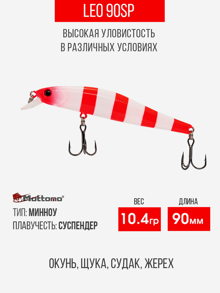 Воблер Mottomo Leo 90SP 10,4g White Red