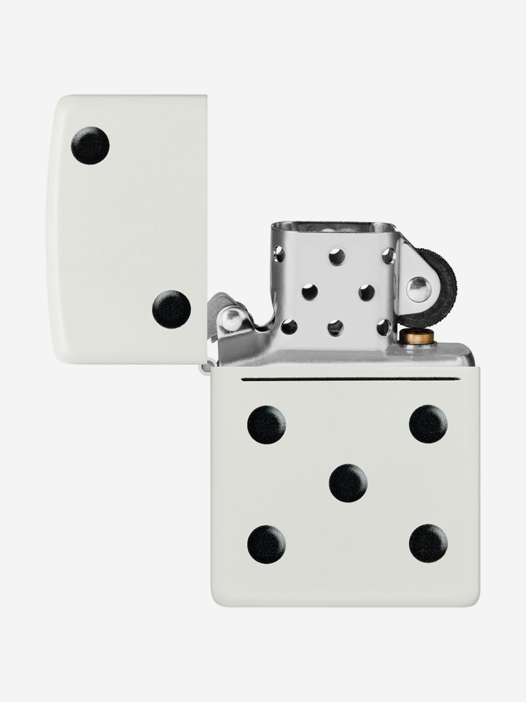 Зажигалка бензиновая ветроустойчивая Zippo Domino Design White Matte