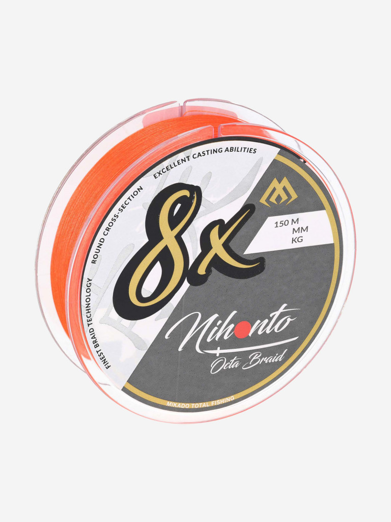 Плетеный шнур Mikado NIHONTO OCTA BRAID 0,12 orange (150 м) - 8.90 кг.