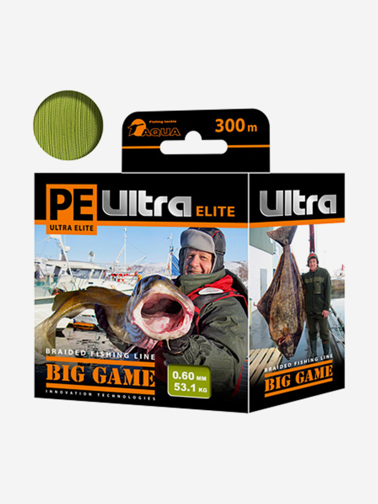 Плетеный шнур для рыбалки AQUA PE ULTRA ELITE BIG GAME Olive 0,60mm 300m