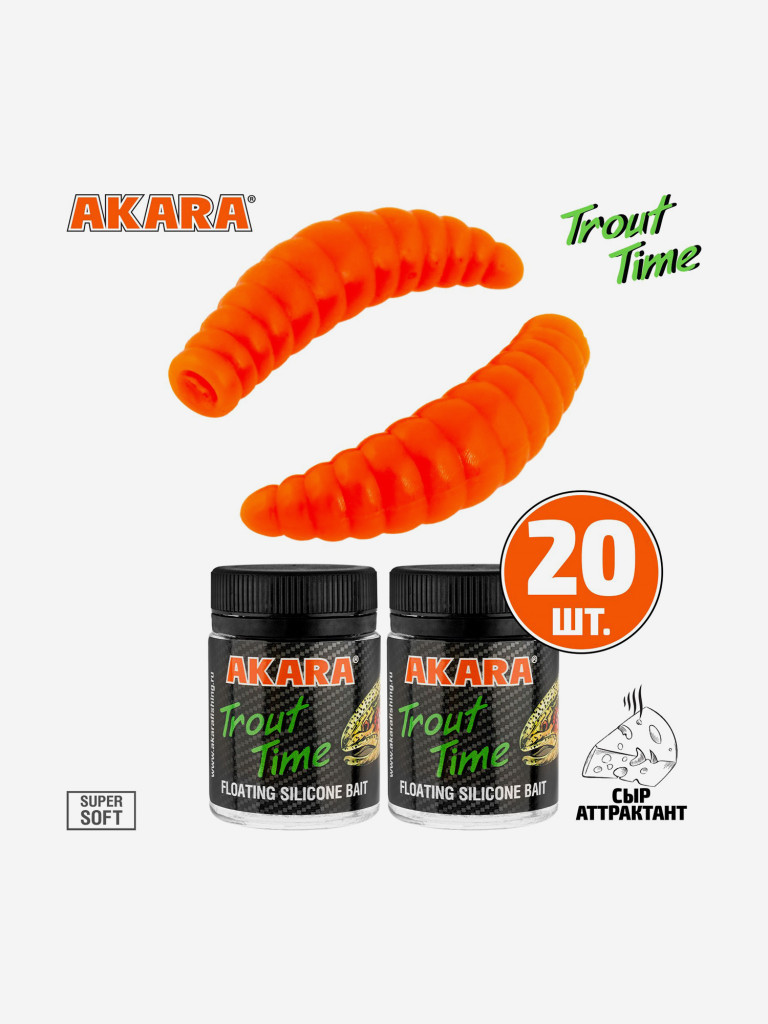 Силиконовая приманка Akara Trout Time MAGGOT 1,6 Cheese 100 (20 шт.)