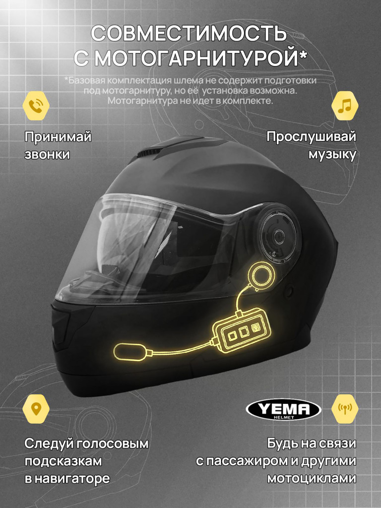 Мотошлем модуляр Yema YM-926-1
