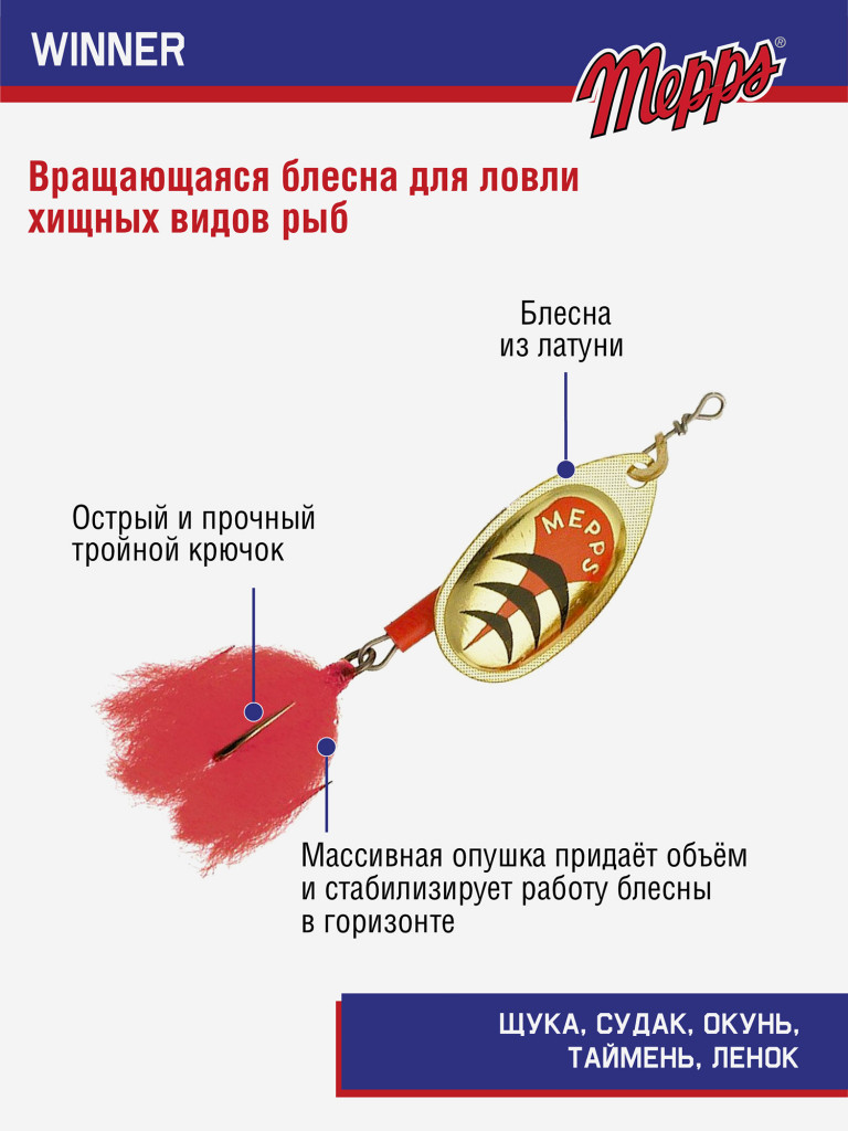 Блесна Mepps WINNER OR HTP №1 блистер